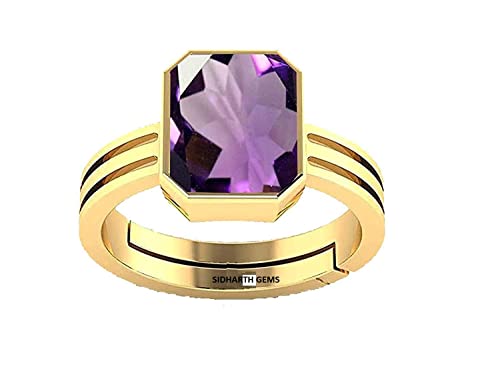 Akshita gems 12,25 Ratti 11,00 Karat Amethyst Ring Katela Ring Original zertifizierter natürlicher Amethyststein Ring astrologischer Geburtsstein vergoldet verstellbare Ringgröße 16-28 für Männer und Akshita gems 12,25 Ratti 11,00 Karat Amethyst Ring Katela Ring Original zertifizierter natürlicher Amethyststein Ring astrologischer Geburtsstein vergoldet verstellbare Ringgröße 16-28 für Männer und von Akshita gems