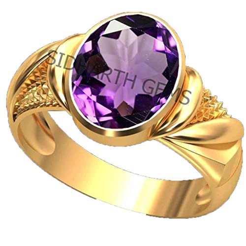 Akshita gems 13,25 Ratti 12,00 Karat Amethyst Ring Katela Ring Original zertifizierter natürlicher Amethyst Stein Ring astrologischer Geburtsstein vergoldet verstellbare Ringgröße 16-28 für Männer und Akshita gems 13,25 Ratti 12,00 Karat Amethyst Ring Katela Ring Original zertifizierter natürlicher Amethyst Stein Ring astrologischer Geburtsstein vergoldet verstellbare Ringgröße 16-28 für Männer und von Akshita gems