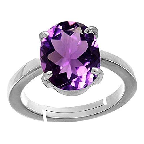 Akshita gems 3,25 Ratti 2,25 Karat Amethyst Lila Kristallstein Silber mit Metall Verstellbarer Ring für astrologische Zwecke für Damen und Herren Versilberter Amethyst Ring Herzform Ring Amethyst, Akshita gems 3,25 Ratti 2,25 Karat Amethyst Lila Kristallstein Silber mit Metall Verstellbarer Ring für astrologische Zwecke für Damen und Herren Versilberter Amethyst Ring Herzform Ring Amethyst, von Akshita gems