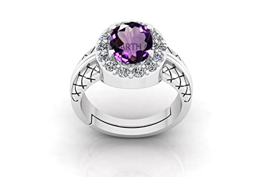 Akshita gems 5,25 Ratti 4,50 Karat Amethyst versilberter Ring Katela Ring Original zertifizierter natürlicher Amethyst Stein Ring astrologischer Geburtsstein verstellbare Ringgröße 16-24 für Damen und Akshita gems 5,25 Ratti 4,50 Karat Amethyst versilberter Ring Katela Ring Original zertifizierter natürlicher Amethyst Stein Ring astrologischer Geburtsstein verstellbare Ringgröße 16-24 für Damen und von Akshita gems
