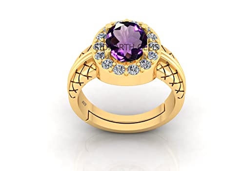 Akshita gems 9,25 Ratti 8,00 Karat Amethyst Ring Katela Ring Original zertifizierter natürlicher Amethyst Stein Ring astrologischer Geburtsstein vergoldet verstellbare Ringgröße 16-28 für Männer und Akshita gems 9,25 Ratti 8,00 Karat Amethyst Ring Katela Ring Original zertifizierter natürlicher Amethyst Stein Ring astrologischer Geburtsstein vergoldet verstellbare Ringgröße 16-28 für Männer und von Akshita gems