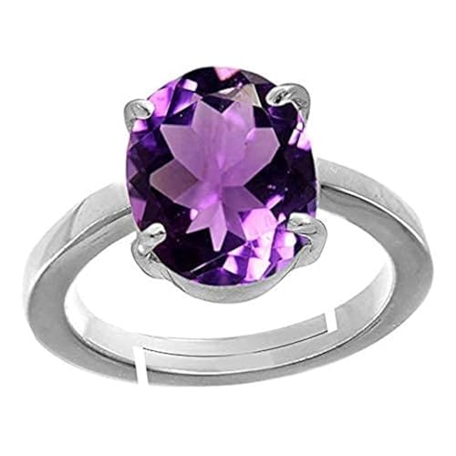 Akshita gems Amethyst Katela 4,5 Karat oder 5,25 Ratti Silber loser Edelstein verstellbarer Ring für Herren und Damen, versilberter Amethyst-Ring, herzförmiger Ring, Amethyst, Versilberter Akshita gems Amethyst Katela 4,5 Karat oder 5,25 Ratti Silber loser Edelstein verstellbarer Ring für Herren und Damen, versilberter Amethyst-Ring, herzförmiger Ring, Amethyst, Versilberter von Akshita gems