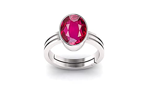 Akshita gems Super Qualität Burma Rubin Stein 9.00 Ratti mit Labor getestet zertifiziert unbehandelter unbeheizter natürlicher Manik Edelstein Manikya versilbert verstellbar Ring für Damen und Herren, von Akshita gems