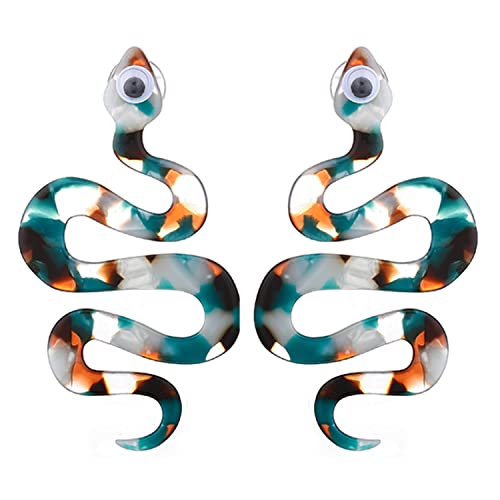 Aksod Statement-Schlangen-Ohrringe, Ohrstecker, Acryl, übergroße Ohrringe, personalisierbar, Schlangen-Schmuck für Damen, Zink, Kein Edelstein von Aksod