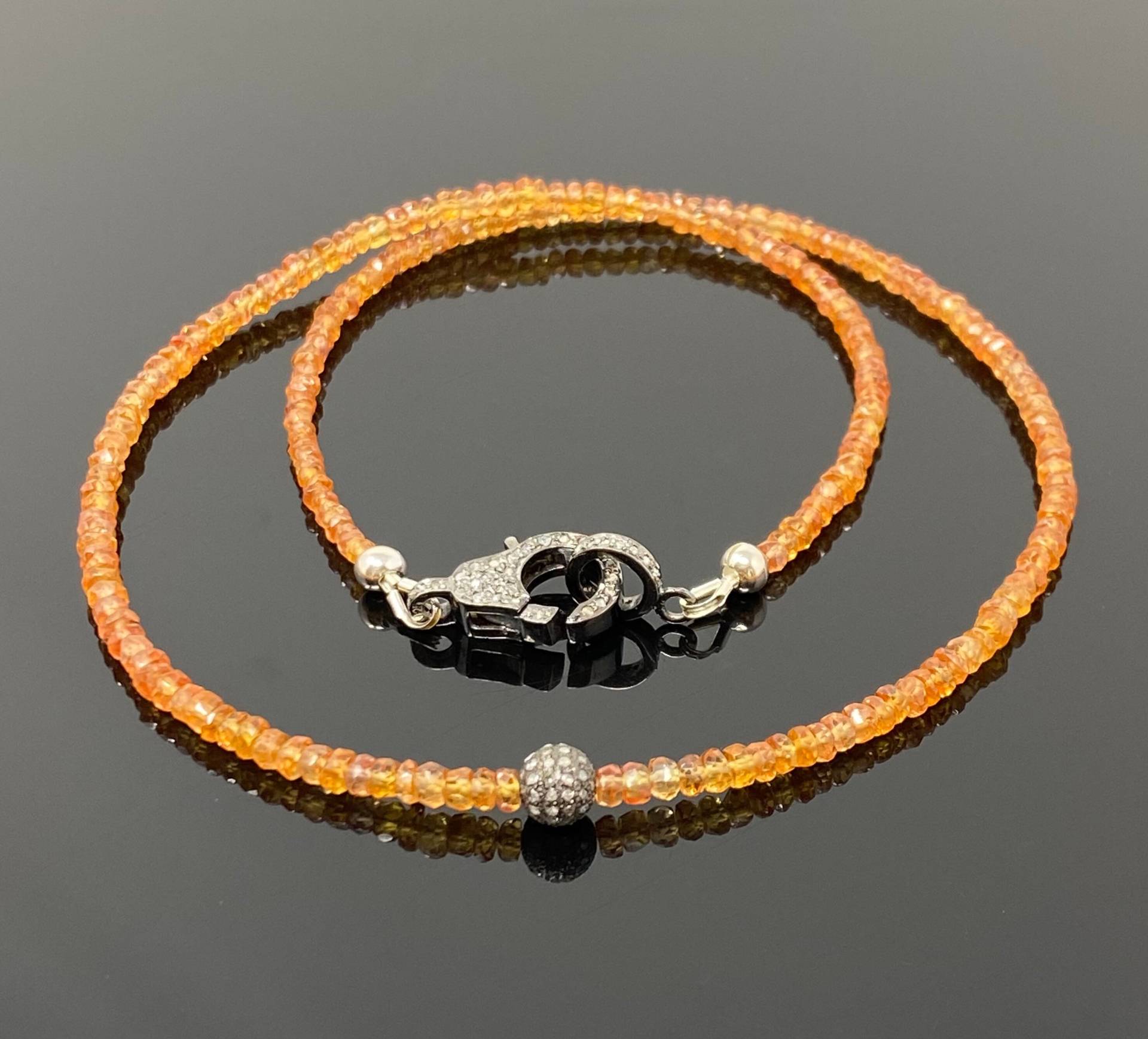 17, 5 "Echt Orange Songea Saphir Halskette Mit Pave Diamant Verschluss, Natürliche Halskette, Aaa Grade, Geschenke Für Sie von AkstarGems