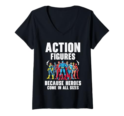 Damen Actionfigur Sammler Spielzeugbegeisterter Spielzeugsammlung T-Shirt mit V-Ausschnitt Damen Actionfigur Sammler Spielzeugbegeisterter Spielzeugsammlung T-Shirt mit V-Ausschnitt von Aktionskollektor Spielzeugsammlung