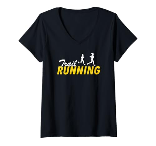 Damen Trailrunning Naturpfad Outdoor Fitness Fan T-Shirt mit V-Ausschnitt von Aktive Trail Abenteuer Liebhaber