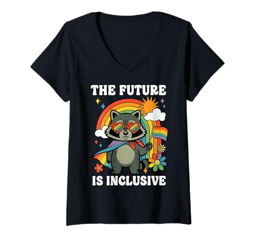 Damen The Future Is Inclusive Gleichwertigkeit LGBTQ T-Shirt mit V-Ausschnitt von Aktivismus Verbündete Diversität