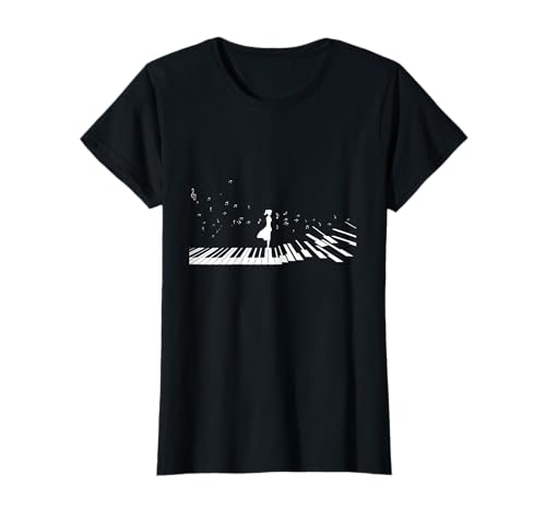 Mädchen Damen Noten Keyboard Klavier Klavier Geschenk T-Shirt von Acustico Musical Musicista Giocatore Strumenti