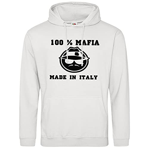 AkyTex 100% Mafia Hoodie Kapuzenpullover Fun Hoody Sweater (Weiss, L) von AkyTex