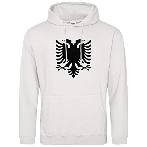 AkyTEX Albanien Hoodie Kapuzenpullover Hoody Adler Wappen (Weiss, M) von AkyTEX