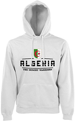 AkyTEX Algerien Algeria Fan Hoodie Kapuzenpullover WM2018 Weiß XXL von AkyTEX