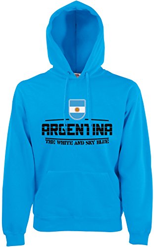 AkyTEX Argentinien Argentina Fan Hoodie Kapuzenpullover WM2018 Azurblau XL von AkyTEX