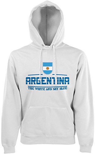 AkyTEX Argentinien Argentina Fan Hoodie Kapuzenpullover WM2018 Weiß S von AkyTEX