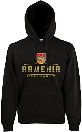 AkyTEX Armenien Hajastan Fan-Hoodie EM-2021 Kapuzenpullover Schwarz M von AkyTEX