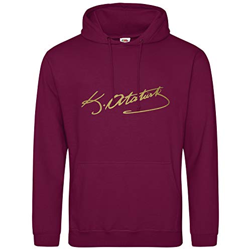 AkyTEX Atatürk Imza Hoodie Türkiye Türkei Kapuzenpullover Hoody (Burgund, M) von AkyTEX