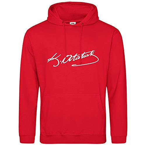 AkyTEX Atatürk Imza Hoodie Türkiye Türkei Kapuzenpullover Hoody (Rot, S) von AkyTEX