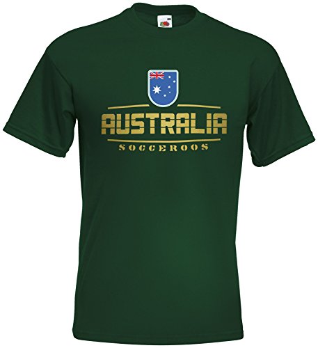 AkyTEX Australien Australia Fanshirt T-Shirt WM2018 Flaschengrün XL von AkyTEX