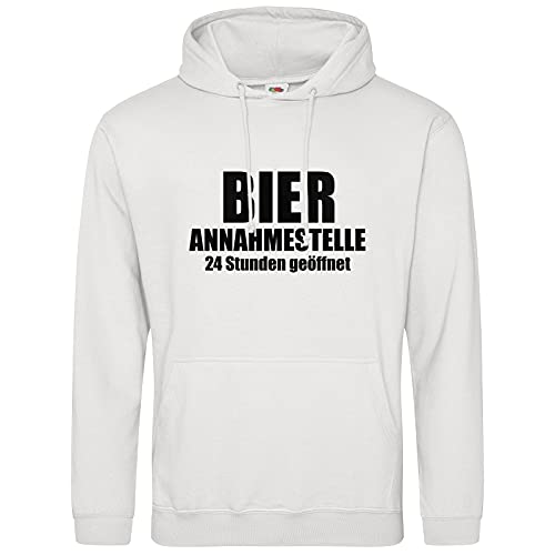 AkyTex Bier-Annahme-Stelle Hoodie Kapuzenpullover Fun Hoody Sweater (Weiss, XXL) von AkyTex