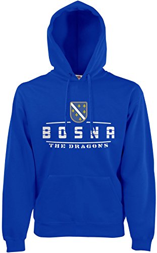 AkyTEX Bosnien Bosna Fan-Hoodie EM-2021 Kapuzenpullover Royalblau S von AkyTEX