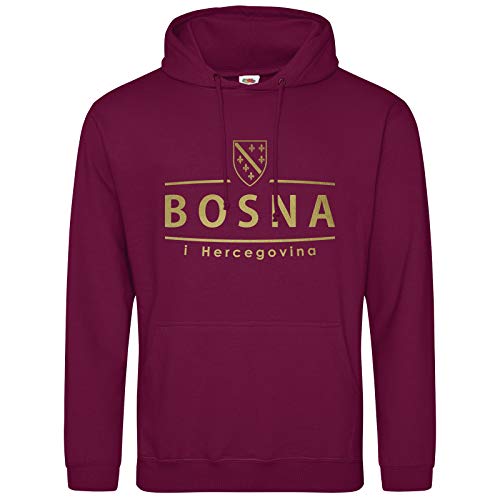 AkyTEX Bosnien Bosna Hoodie Kapuzenpullover Hoody Wappen (Burgund, XL) von AkyTEX