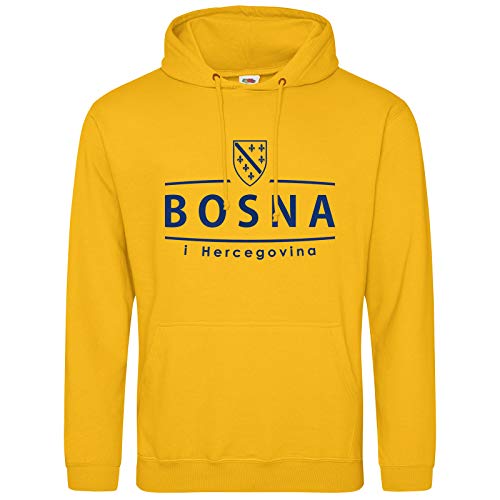 AkyTEX Bosnien Bosna Hoodie Kapuzenpullover Hoody Wappen (Gelb, L) von AkyTEX