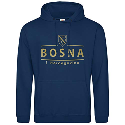 AkyTEX Bosnien Bosna Hoodie Kapuzenpullover Hoody Wappen (Navyblau, XL) von AkyTEX