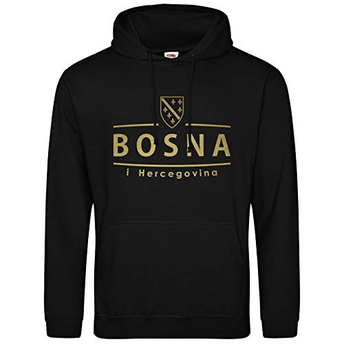 AkyTEX Bosnien Bosna Hoodie Kapuzenpullover Hoody Wappen (Schwarz, M) von AkyTEX