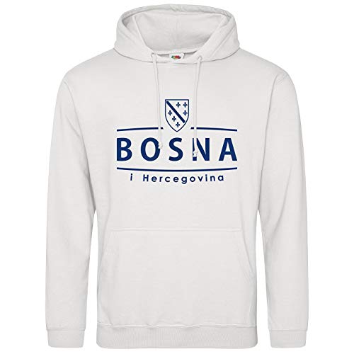 AkyTEX Bosnien Bosna Hoodie Kapuzenpullover Hoody Wappen (Weiss, L) von AkyTEX