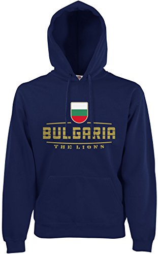 AkyTEX Bulgarien Bulgaria Fan-Hoodie EM-2021 Kapuzenpullover Navyblau XL von AkyTEX