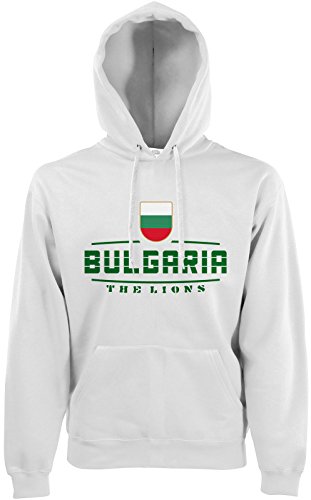 AkyTEX Bulgarien Bulgaria Fan-Hoodie EM-2021 Kapuzenpullover Weiß L von AkyTEX