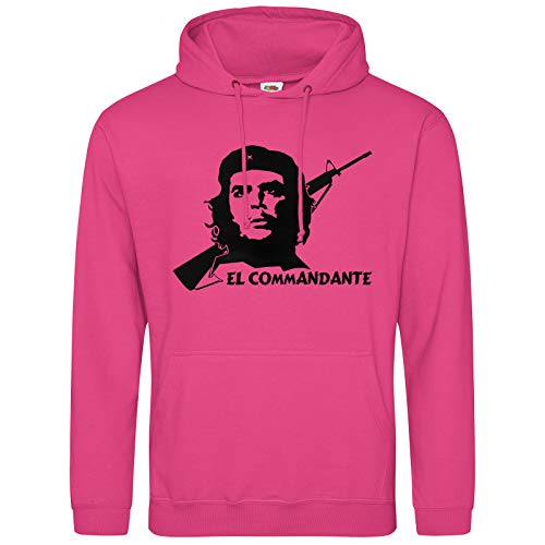 AkyTEX Che Guevara Hoodie Kapuzenpullover Hoody Kuba Cuba EL Commandante (Fuchsia, XL) von AkyTEX
