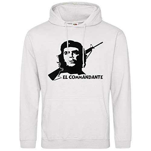 AkyTEX Che Guevara Hoodie Kapuzenpullover Hoody Kuba Cuba EL Commandante (Weiss, L) von AkyTEX