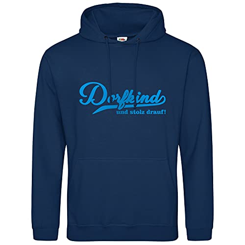 AkyTEX Dorfkind und stolz Hoodie Kapuzenpullover Sweatshirt (Navyblau, L) von AkyTEX