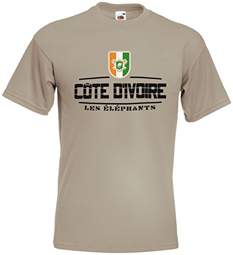 AkyTEX Elfenbeinküste Côte d´Ivoire Fanshirt T-Shirt WM2018 Khaki L von AkyTEX