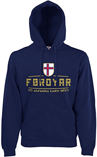 AkyTEX Färöer Fan-Hoodie EM-2021 Kapuzenpullover Navyblau M von AkyTEX