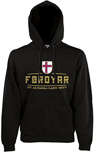 AkyTEX Färöer Fan-Hoodie EM-2021 Kapuzenpullover Schwarz L von AkyTEX