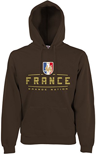 AkyTEX Frankreich France Fan-Hoodie EM-2021 Kapuzenpullover Chocolate M von AkyTEX