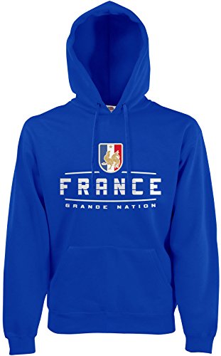 AkyTEX Frankreich France Fan-Hoodie EM-2021 Kapuzenpullover Royalblau M von AkyTEX