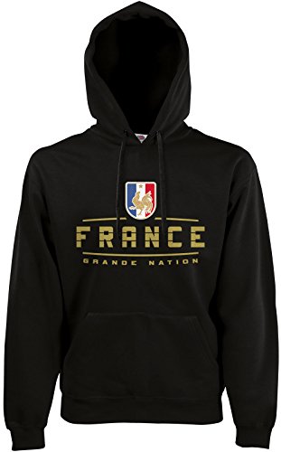AkyTEX Frankreich France Fan-Hoodie EM-2021 Kapuzenpullover Schwarz S von AkyTEX