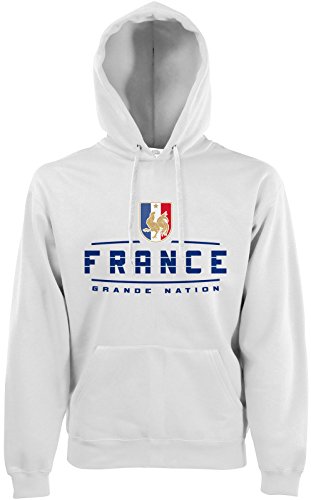 AkyTEX Frankreich France Fan-Hoodie EM-2021 Kapuzenpullover Weiß S von AkyTEX