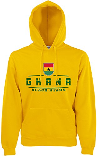 AkyTEX Ghana Fan Hoodie Kapuzenpullover WM2018 Gelb S von AkyTEX