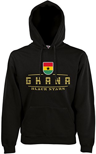 AkyTEX Ghana Fan Hoodie Kapuzenpullover WM2018 Schwarz XL von AkyTEX