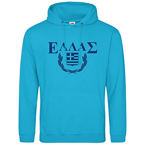 AkyTEX Griechenland Hoodie Kapuzenpullover Hoody Lorbeer (Azurblau, XL) von AkyTEX