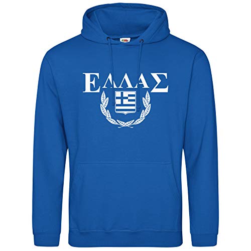 AkyTEX Griechenland Hoodie Kapuzenpullover Hoody Lorbeer Wappen (Blau, L) von AkyTEX