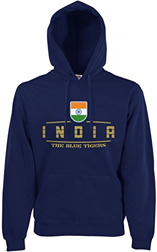 AkyTEX Indien India Fan Hoodie Kapuzenpullover WM2018 Navyblau L von AkyTEX