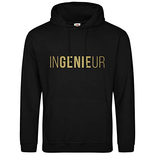 AkyTex Ingenieur Fun-Hoodie Genie Kapuzenpullover Sweatshirt (Schwarz, L) von AkyTex