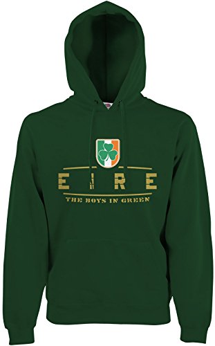 AkyTEX Irland Eire Fan-Hoodie EM-2021 Kapuzenpullover Flaschengrün L von AkyTEX