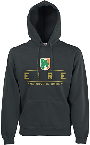 AkyTEX Irland Eire Fan-Hoodie EM-2021 Kapuzenpullover Graphit L von AkyTEX