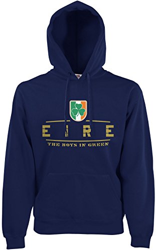 AkyTEX Irland Eire Fan-Hoodie EM-2021 Kapuzenpullover Navyblau M von AkyTEX